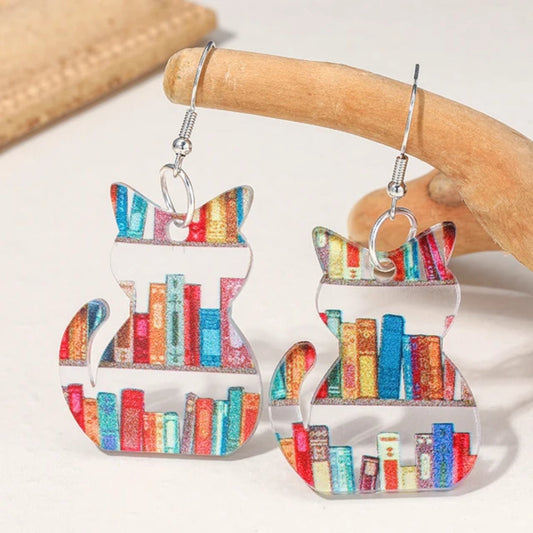 Boucles d'Oreilles Chat Colorées Vintage